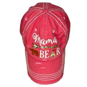 KBETHOS-Vintage Style Pink Distressed Adjustable Baseball Cap Hat Mama Bear